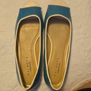 Talbots Women's Flats in Blue and Cream